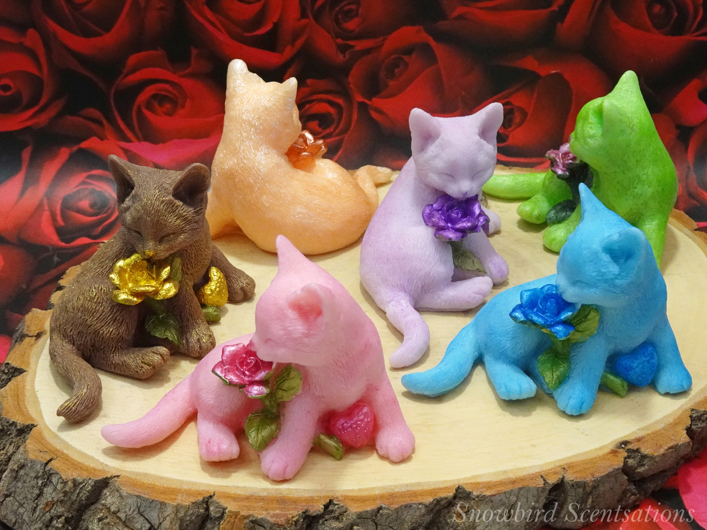 Cat with Rose and Heart (Painted)