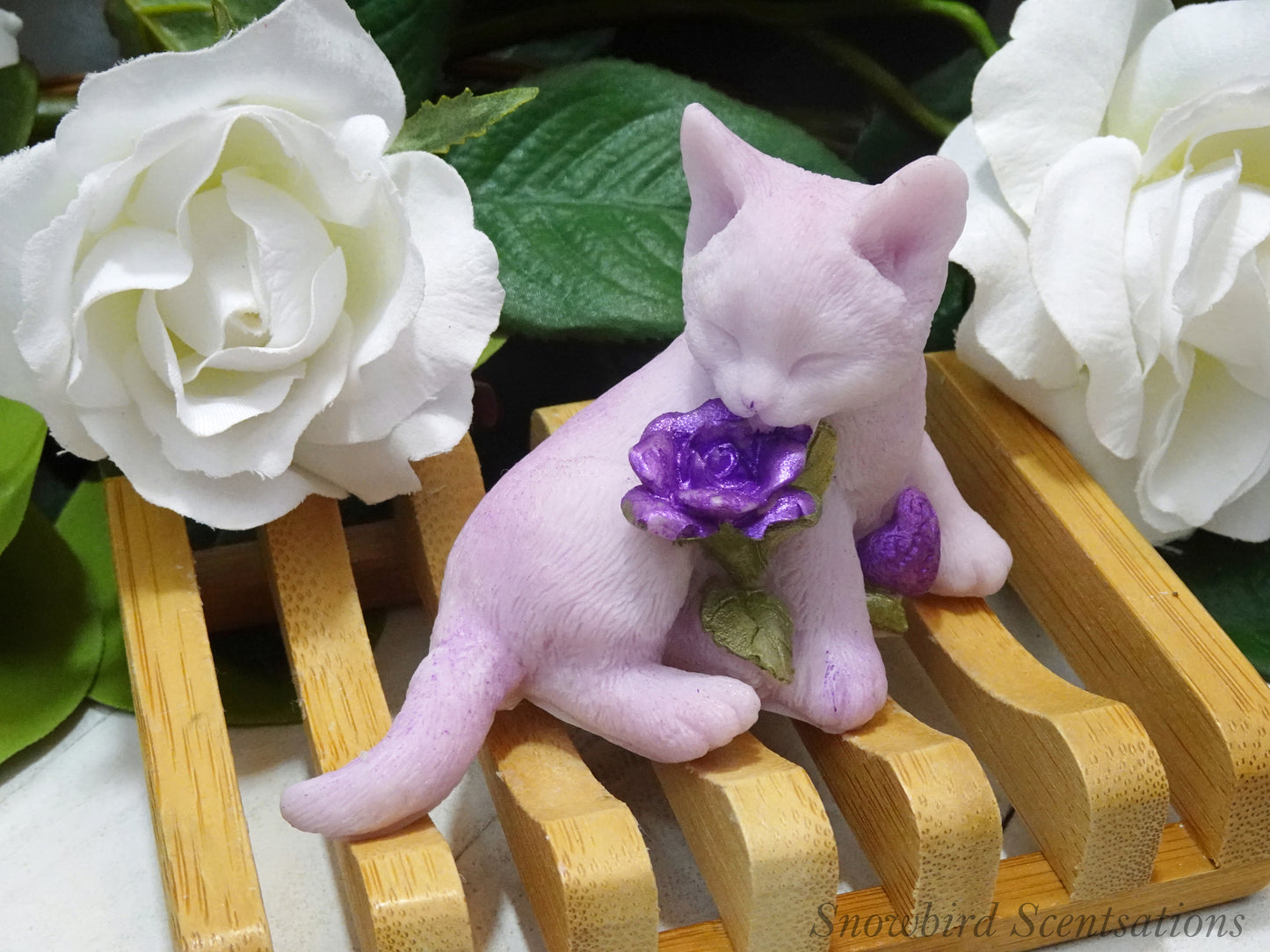 Cat with Rose and Heart (Painted)