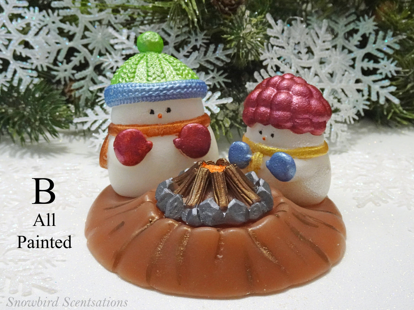 Snowmen By A Campfire Set (Solid or Painted)