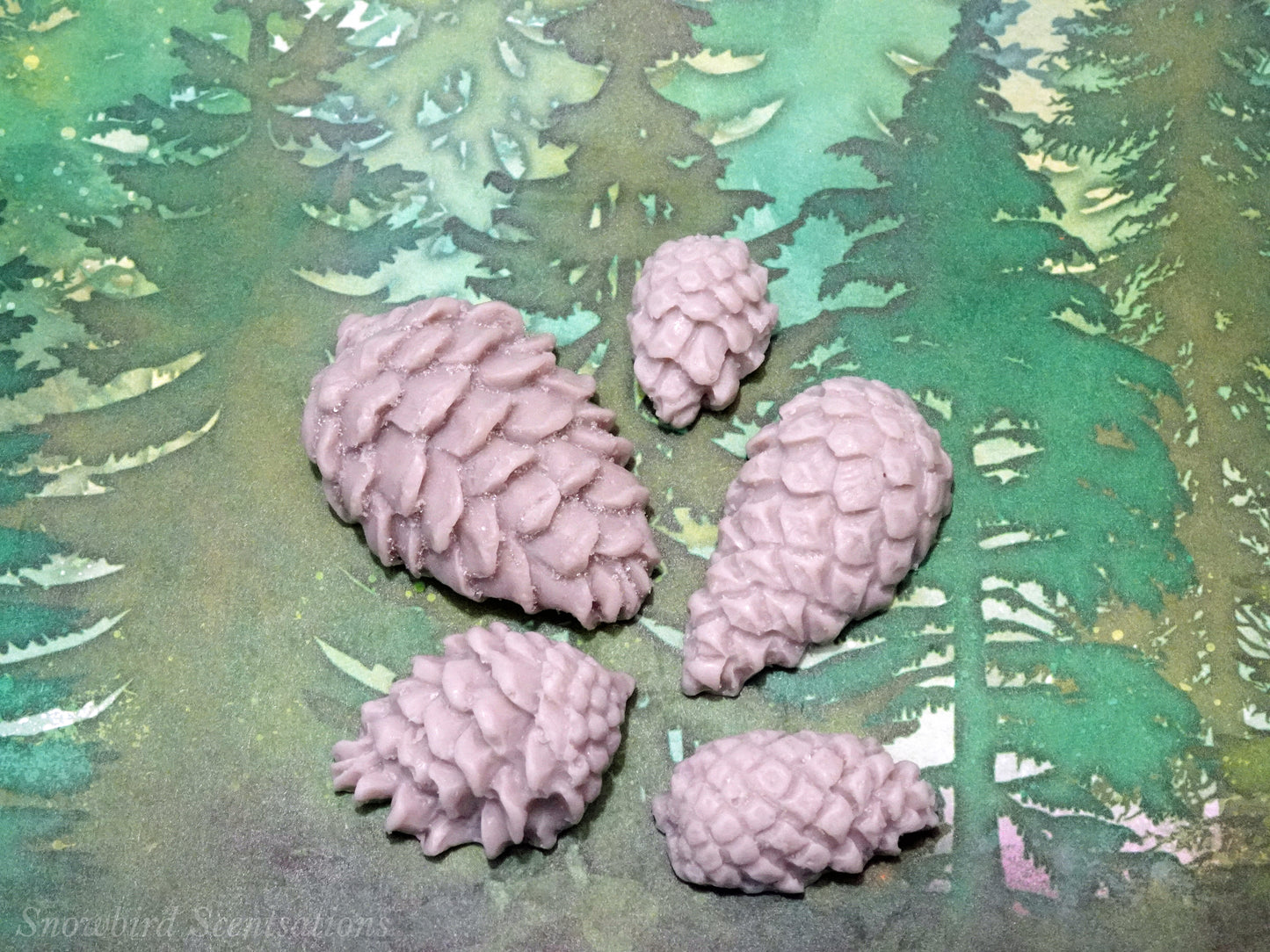 Small Pinecones - Set of 5 (Solid or "Snow Covered")