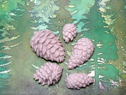 Small Pinecones - Set of 5 (Solid or "Snow Covered")