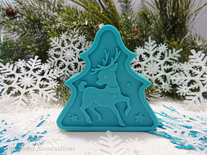 Christmas Tree Shape with Reindeer (Solid or Painted)
