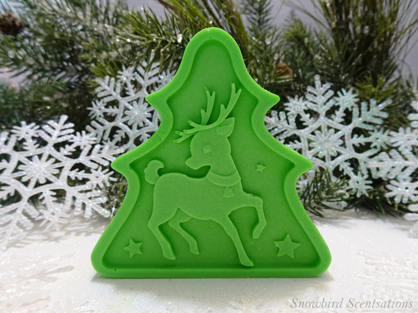 Christmas Tree Shape with Reindeer (Solid or Painted)