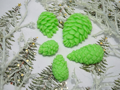 Small Pinecones - Set of 5 (Solid or "Snow Covered")