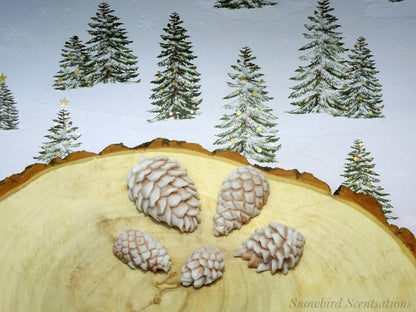 Small Pinecones - Set of 5 (Solid or "Snow Covered")