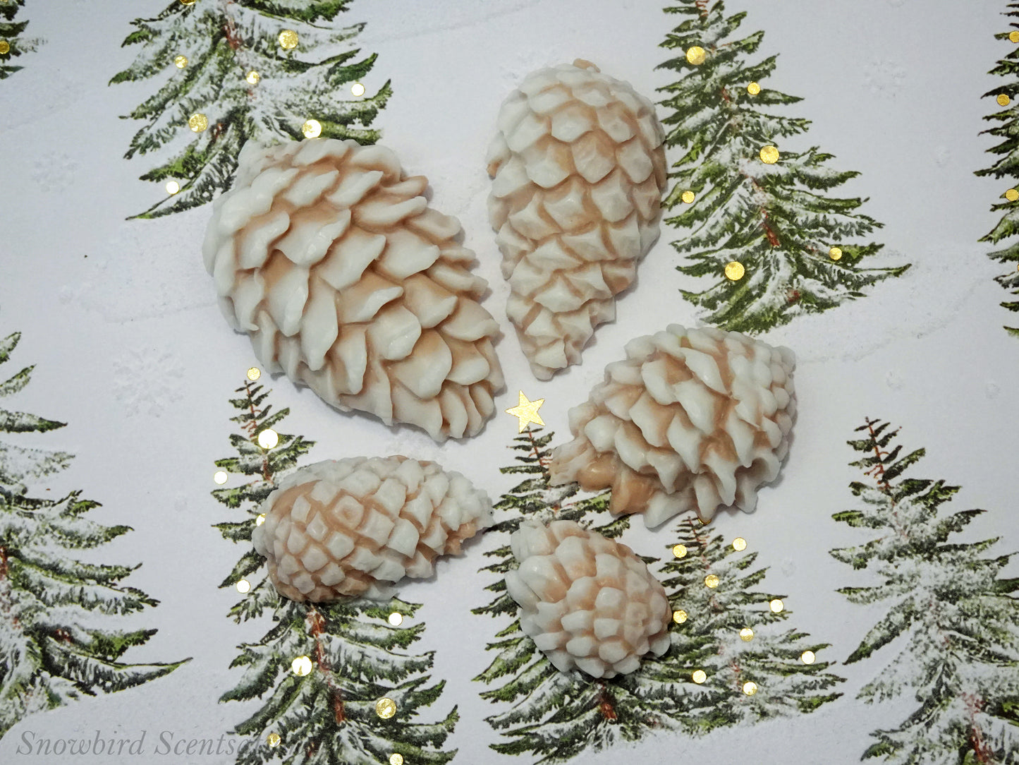Small Pinecones - Set of 5 (Solid or "Snow Covered")