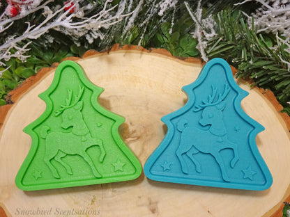 Christmas Tree Shape with Reindeer (Solid or Painted)