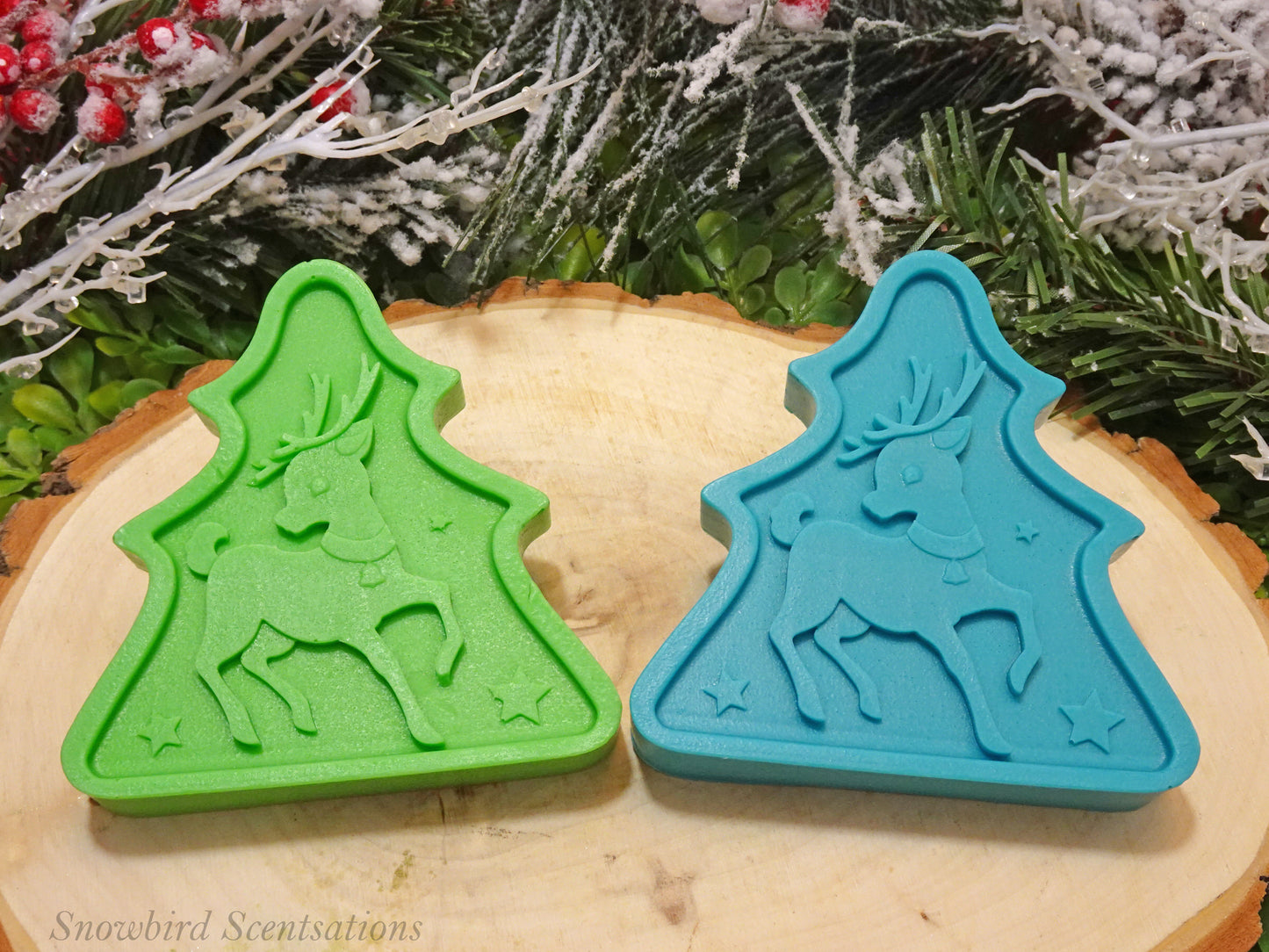 Christmas Tree Shape with Reindeer (Solid or Painted)