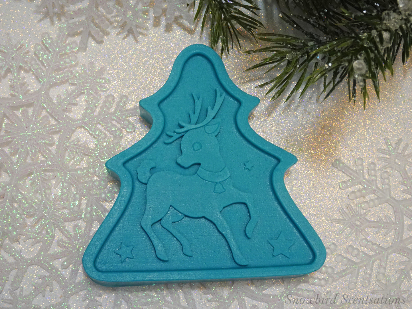 Christmas Tree Shape with Reindeer (Solid or Painted)
