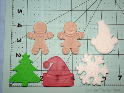 Santa Hat, Christmas Tree, Snowflake, Snowman, Gingerbread Boy, & Gingerbread Girl - Set of 6 (Solid or Painted)