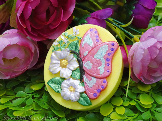 Butterfly with Flowers Oval Bar (Painted)