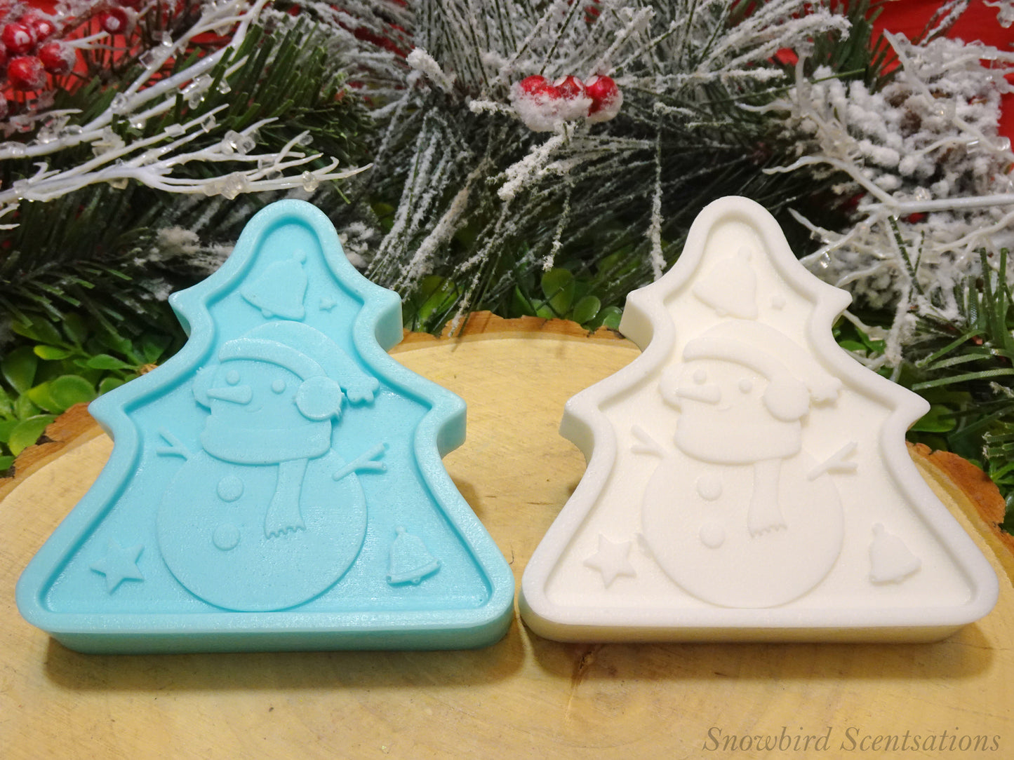 Christmas Tree Shape with Snowman (Solid or Painted)